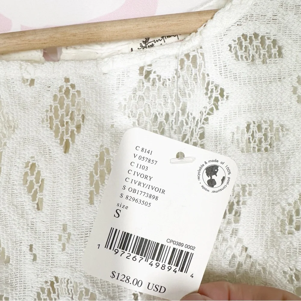 NEW Free People Intimately Better With Time Floral Lace Ivory Bodysuit Top S
